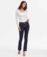Madden Girl Juniors' Mid-Rise Pintuck Bootcut Jeans