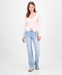 Madden Girl Juniors' Mid-Rise Pintuck Bootcut Jeans