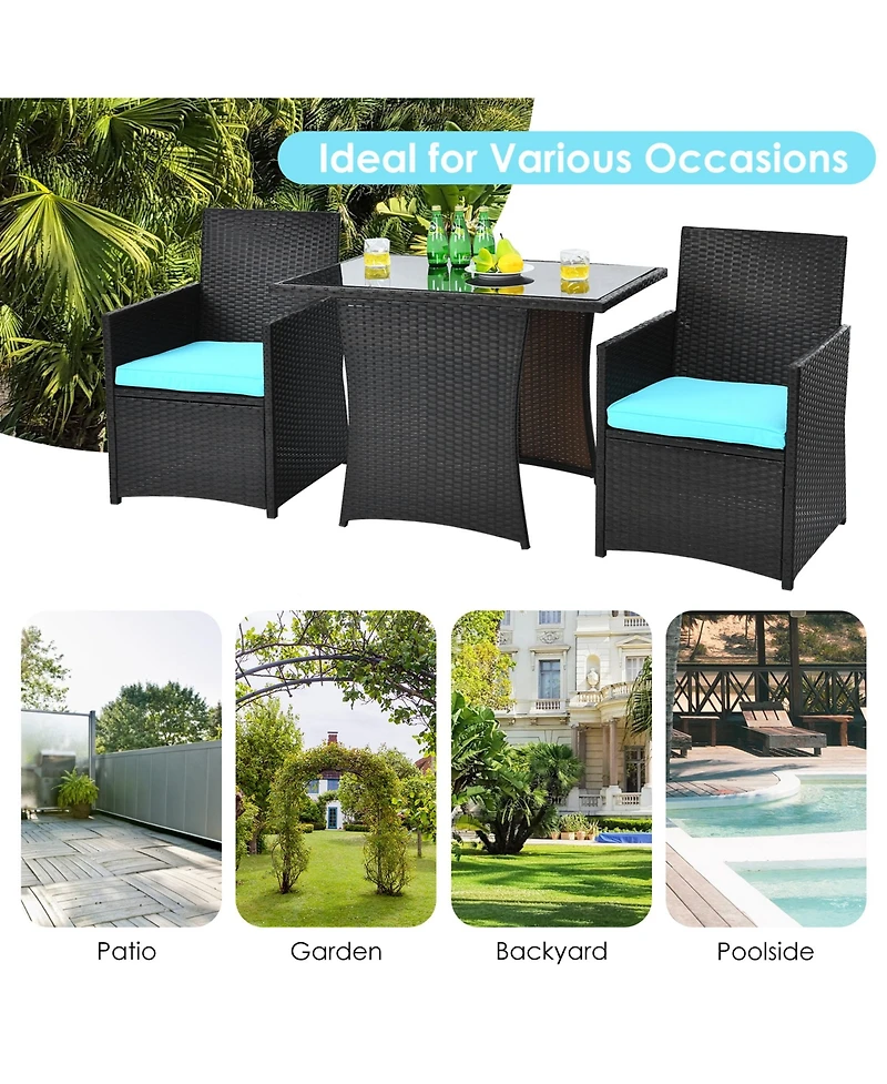 Gymax 3PCS Patio Wic
