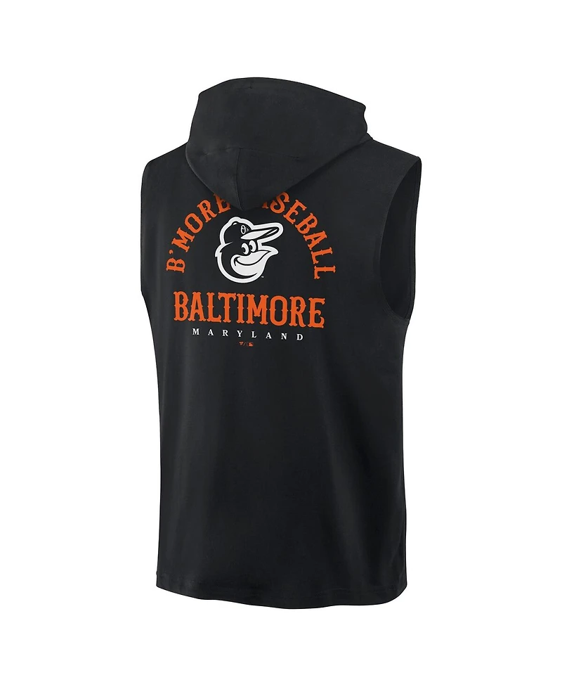 Fanatics Men's Black Baltimore Orioles Fire Speed Sleeveless Pullover Hoodie