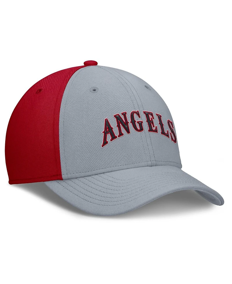 Nike Men's Gray/Red California Angels Rise Swoosh Performance Flex Hat