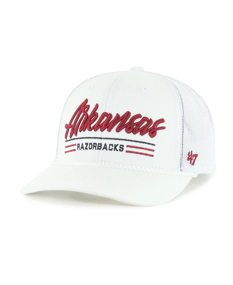 '47 Brand Men's White Arkansas Razorbacks Garner Rope Trucker Adjustable Hat