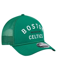 New Era Men's Kelly Green Boston Celtics Minimalist A-Frame 9FORTY Trucker Hat