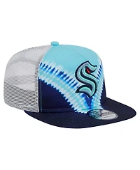 New Era Men's Navy/Light Blue Seattle Kraken Throwback V-Dye Adjustable Golfer Hat