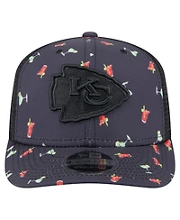 New Era Men's Navy/Black Kansas City Chiefs Adventure Drinks Pattern 9SEVENTY Stretch Snap Hat