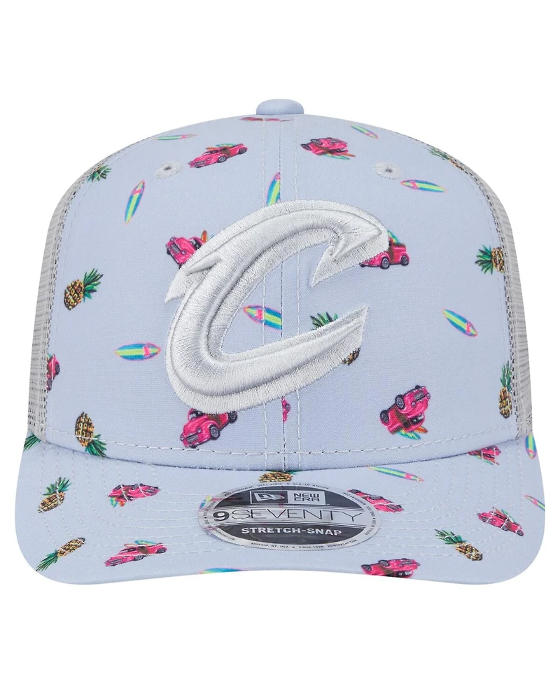 New Era Men's Light Blue/Gray Cleveland Cavaliers Adventure Aloha Pattern 9SEVENTY Stretch-Snap Hat