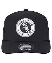 New Era Men's Black Chicago White Sox Circle Patch 9SEVENTY Stretch-Snap Hat