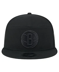New Era Men's Black Brooklyn Nets Adventure Canvas Split Panel 9FIFTY Snapback Hat
