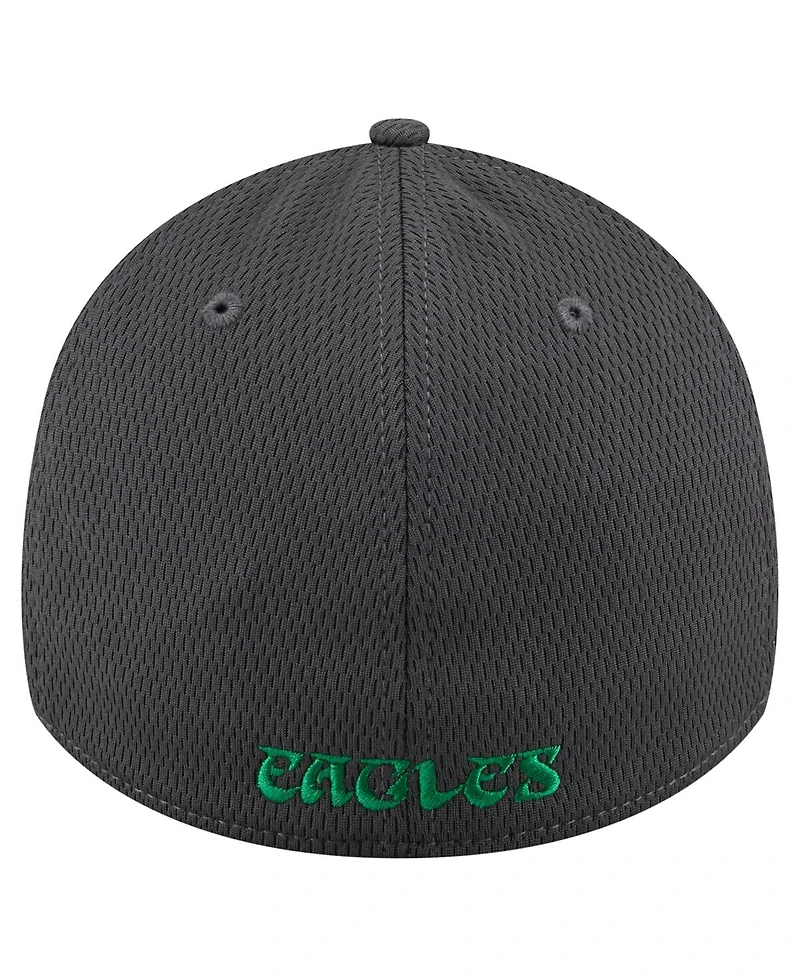 New Era Men's Graphite Philadelphia Eagles Throwback Logo Main 39THIRTY Flex Hat