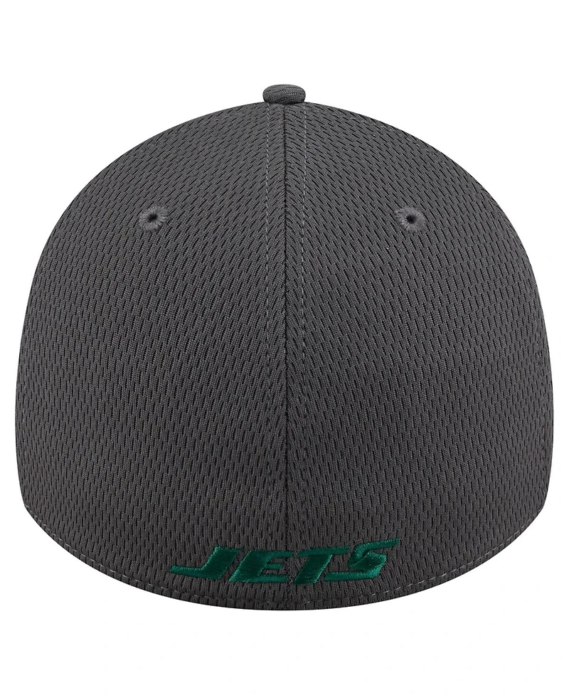 New Era Men's Graphite York Jets Main 39THIRTY Flex Hat