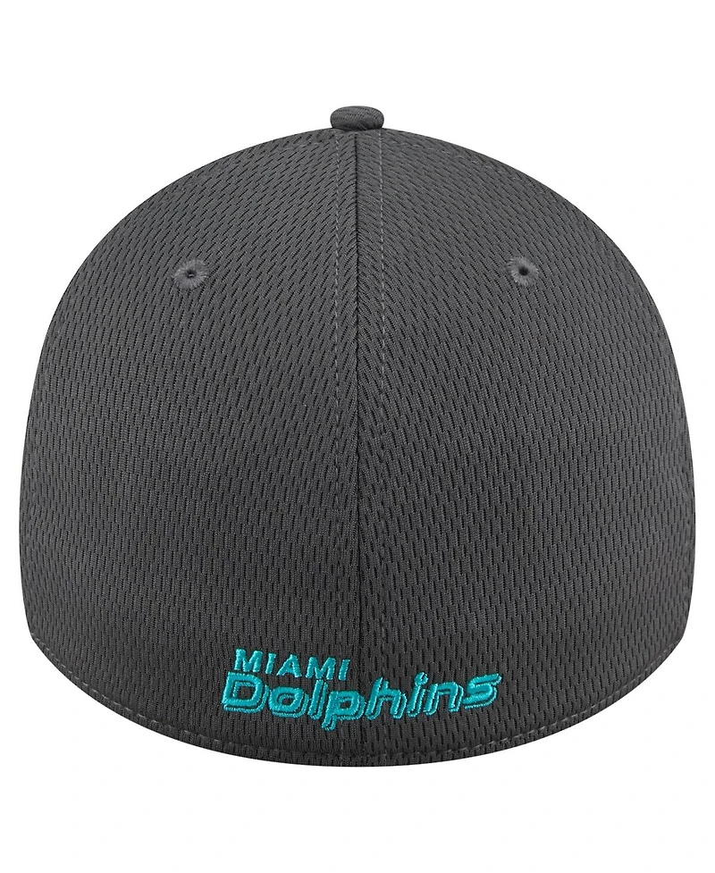 New Era Men's Graphite Miami Dolphins Main 39THIRTY Flex Hat