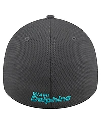 New Era Men's Graphite Miami Dolphins Main 39THIRTY Flex Hat