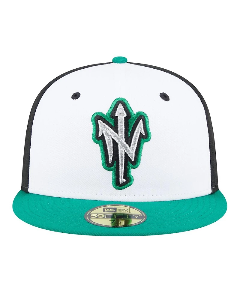New Era Men's White/Green Norfolk Tides Authentic Collection 59FIFTY Fitted Hat