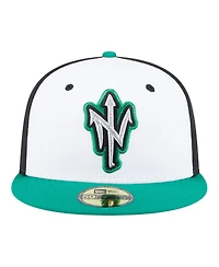 New Era Men's White/Green Norfolk Tides Authentic Collection 59FIFTY Fitted Hat