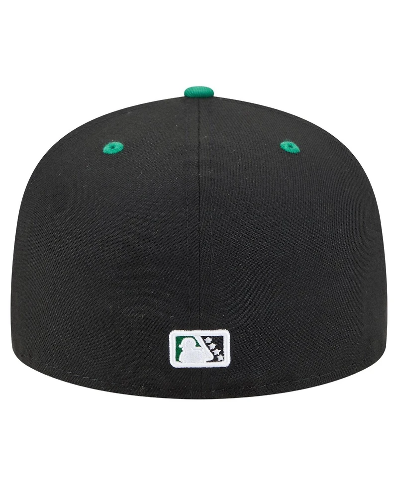 New Era Men's Black Greensboro Grasshoppers Authentic Collection 59FIFTY Fitted Hat