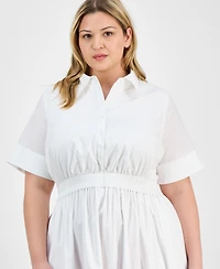 On 34th Trendy Plus Short-Sleeve Popover Shirtdress, Exclusively at Macy's