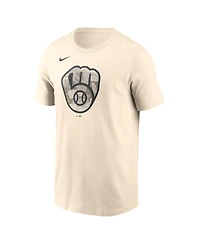 Nike Men's Cream Milwaukee Brewers Camo Logo T-Shirt