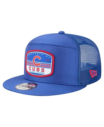 New Era Men's Royal Chicago Cubs Split Panel 9FIFTY Trucker Snapback Hat