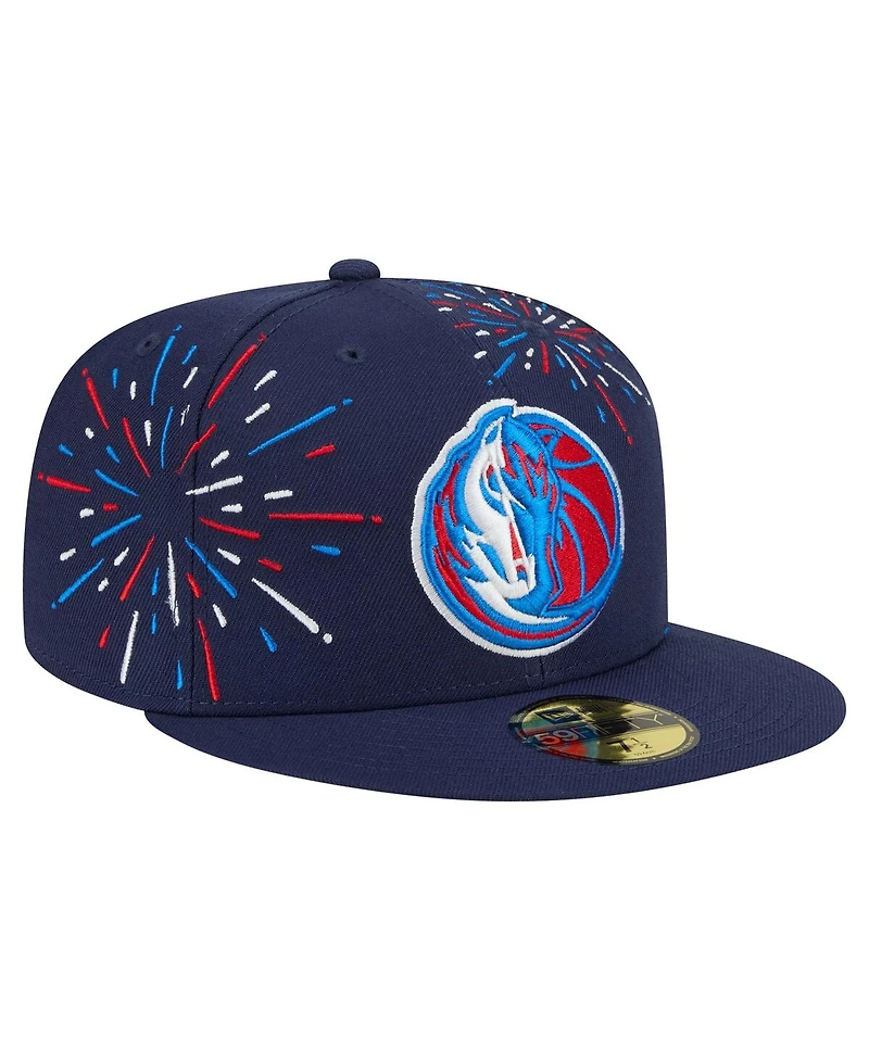 New Era Men's Navy Dallas Mavericks Americana Fireworks 59FIFTY Fitted Hat