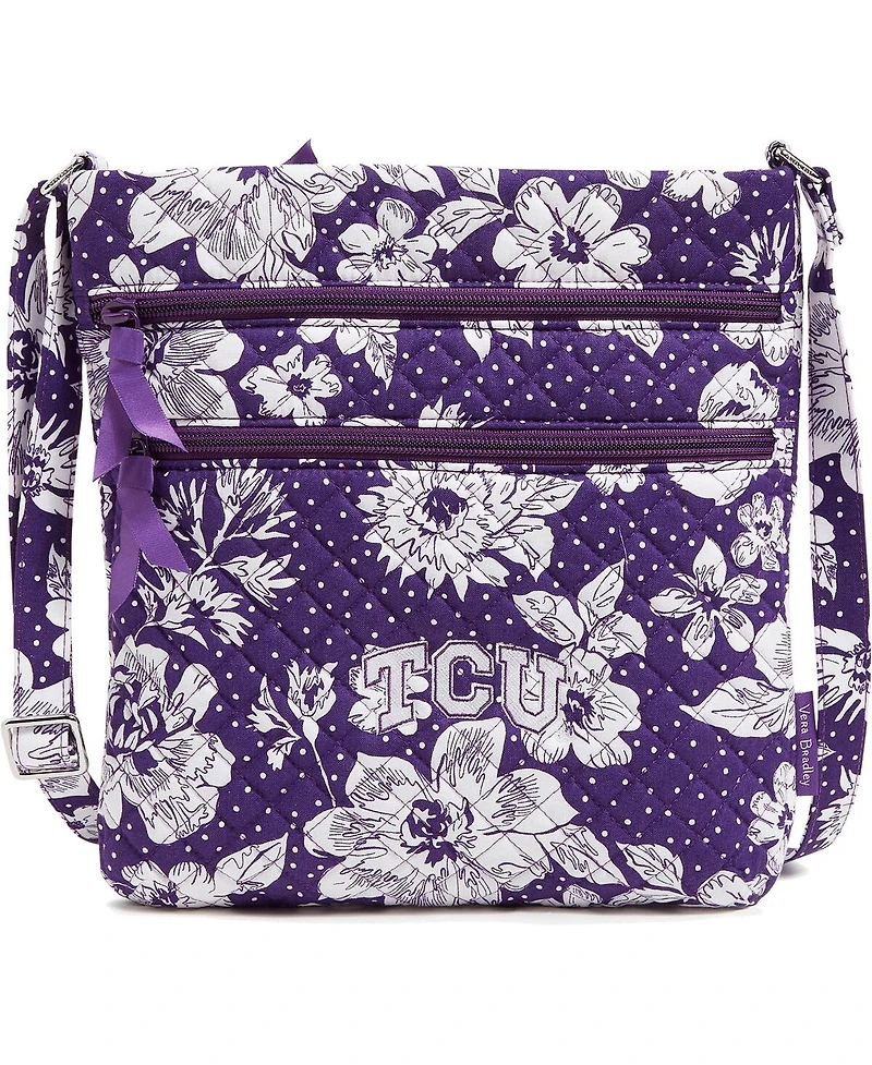 Vera Bradley Tcu Horned Frogs Rain Garden Triple-Zip Hipster Crossbody Bag
