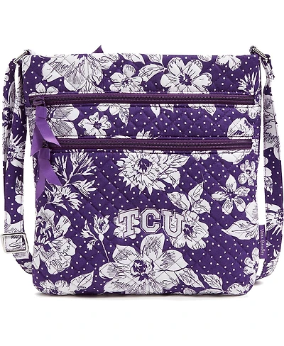 Vera Bradley Tcu Horned Frogs Rain Garden Triple-Zip Hipster Crossbody Bag