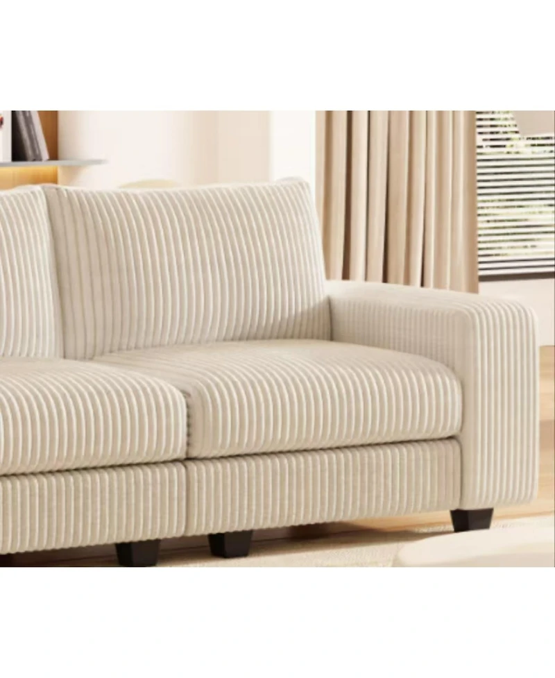 Modular Combination Double Sofa, Wooden Frame Locker with Armrests, Stylish and Comfortable, Cream Style, Beige