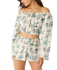 O'Neill Juniors' Kammie Seashell-Print Crop Top