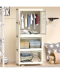 Streamdale Portable Wardrobe Closet with Hanging Rod & Cubbies