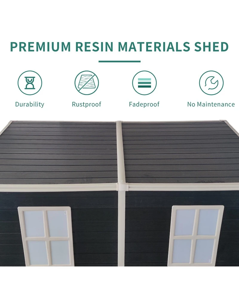 Streamdale 8x4ft Resin Outdoor Garden Shed with Lockable Door