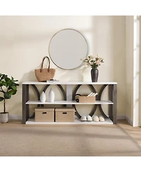 Streamdale 3-Tier Industrial Console Table, 70.9" Narrow Entry Table, White
