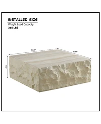 Streamdale Fiberglass Coffee Table for Living Room, 35.43" Vintage Decor, Imitation Stone