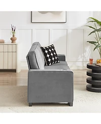 Streamdale 83.86"Snowfleece Fabric sofa,Modern Compressed Couch,3-Seater Sofa, Furniture for Living Room,Bedroom,office, Gray