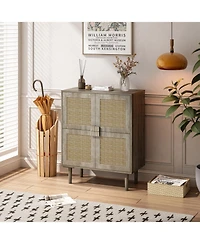 Streamdale 8-Compartment Rattan Storage Cabinet (Grey)