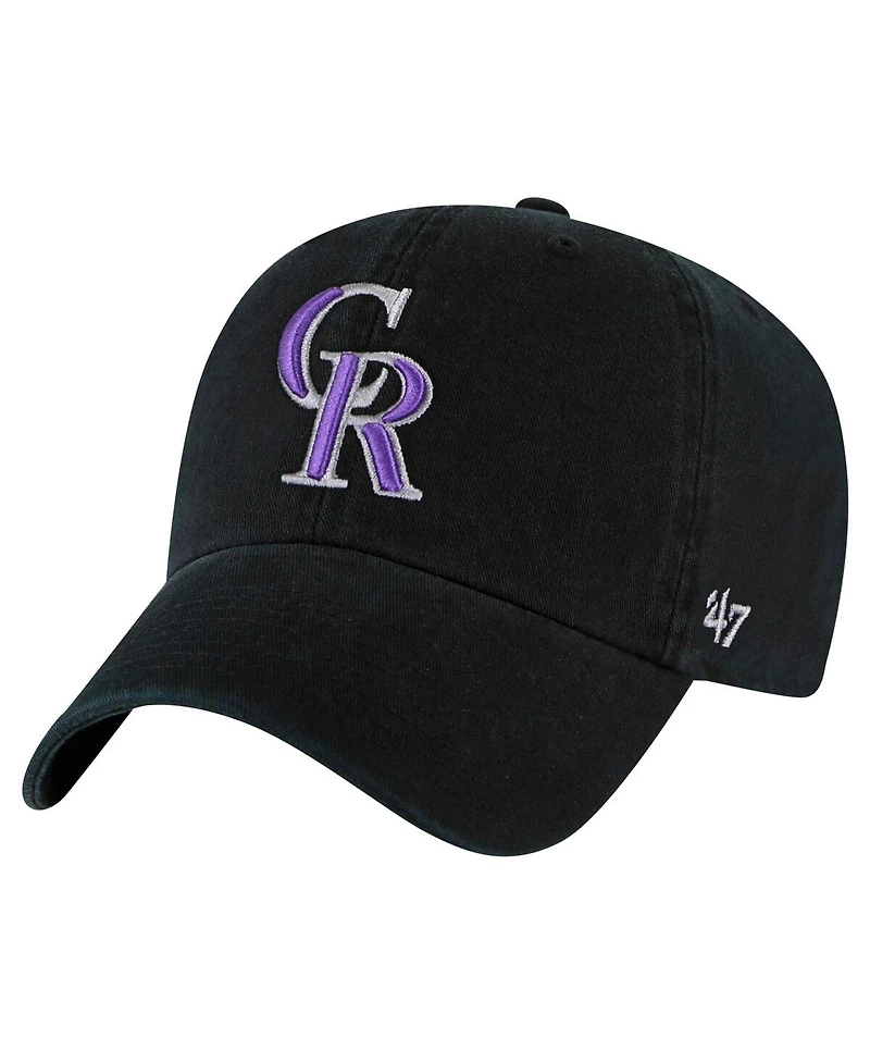 '47 Brand Big Boys and Girls Black Colorado Rockies Clean Up Adjustable Hat