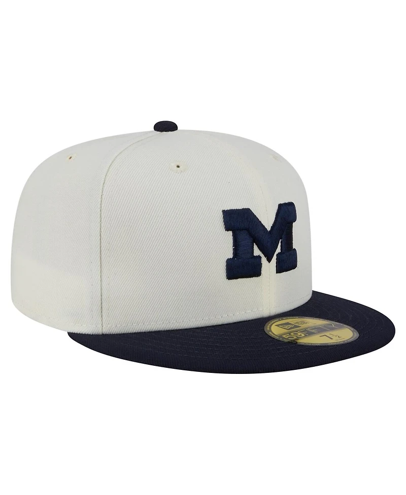 New Era Men's Cream Michigan Wolverines Chrome 59FIFTY Fitted Hat