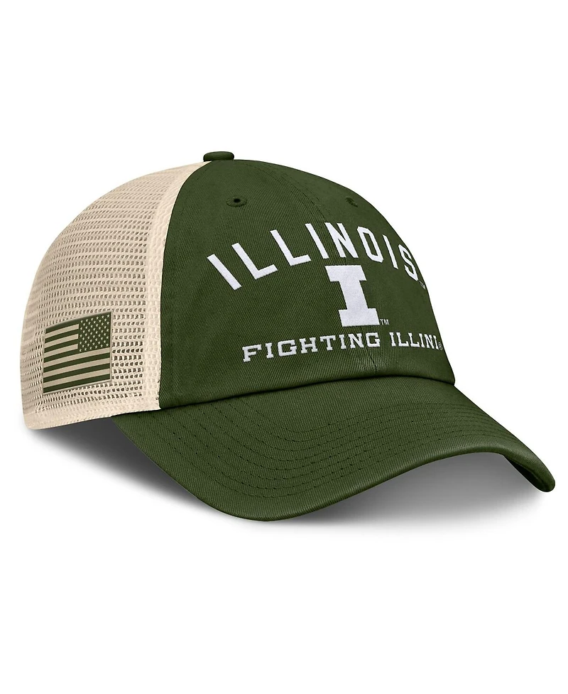 Fanatics Men's Olive Illinois Fighting Illini Oht Military Appreciation Frontier Trucker Adjustable Hat