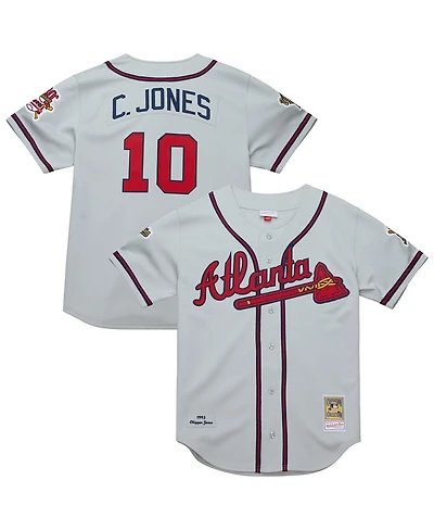 Mitchell & Ness Men's Chipper Jones Gray Atlanta Braves 1995 Throwback Authentic Jersey