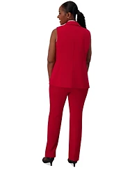 Kasper Notched Collar Open-Front Regular & Plus Sizes Vest Jacket