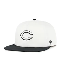 '47 Brand Men's White/Black Cincinnati Reds Foundation Captain Snapback Hat