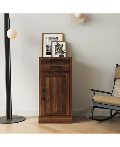 Streamdale brown walnut color modular wine bar cabinet Buffet Cabinet with Hutch for Dining Room