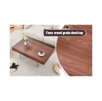 Streamdale Walnut Mdf Coffee Table with Glass Legs (39.3"x21.6")
