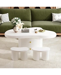 Streamdale Cloud Coffee Table Set 3 Tables, 2 Drawers, 2 Stools