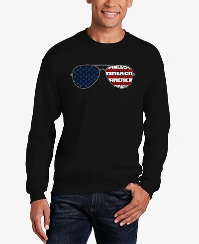 La Pop Art Men's Americana Sunglasses Word Crewneck Sweatshirt