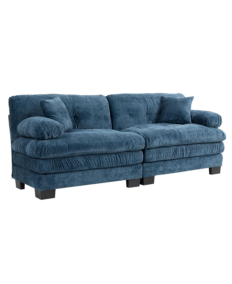 Streamdale Blue Chenille Sectional Sofa Sleeper