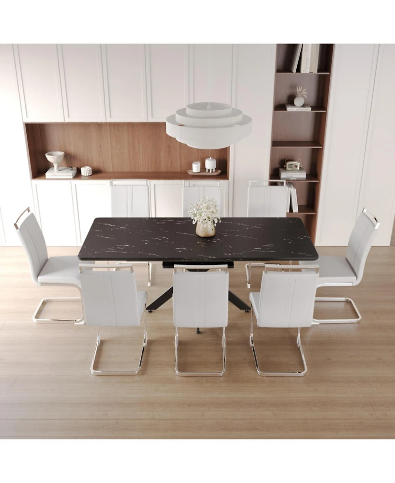 Streamdale Extendable Dining Table and Armless Chair Set for 6-8 (62.4