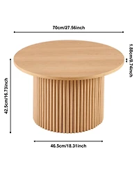 Streamdale 27.5" Round Coffee Table with Oak Veneer, Mdf Top & Metal Base