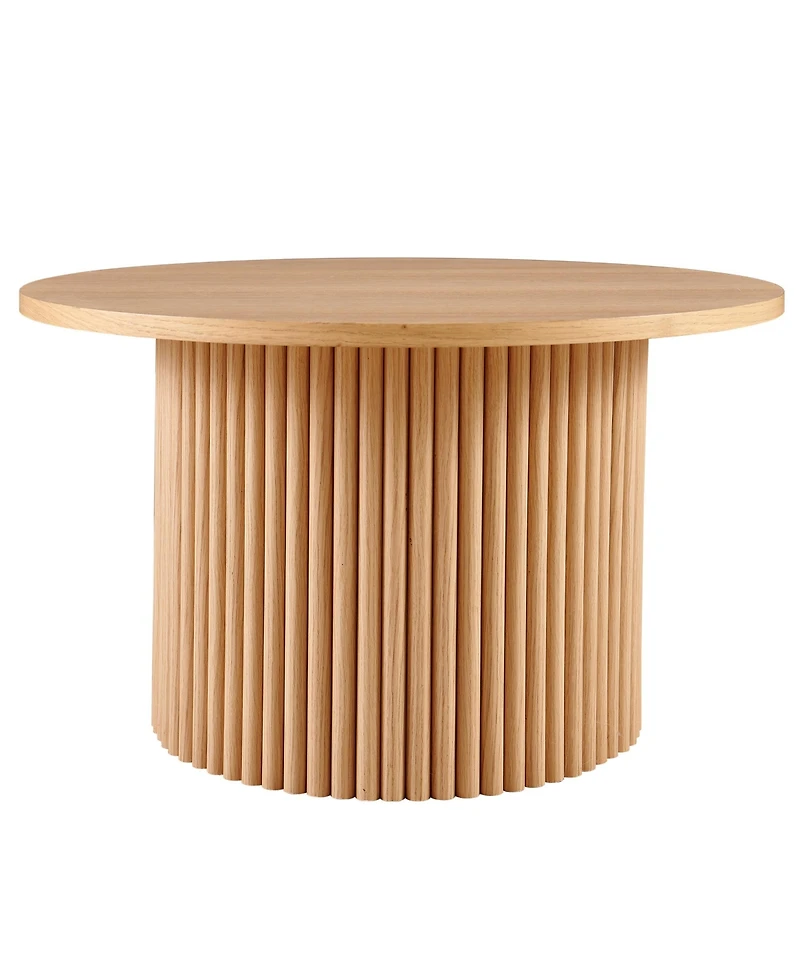 Streamdale 27.5" Round Coffee Table with Oak Veneer, Mdf Top & Metal Base