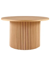 Streamdale 27.5" Round Coffee Table with Oak Veneer, Mdf Top & Metal Base