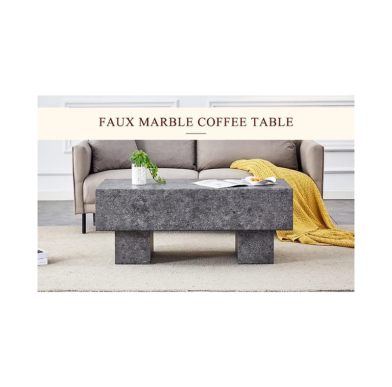 Streamdale Modern Gray Mdf Coffee Table (43.3"x21.6"x17.2")