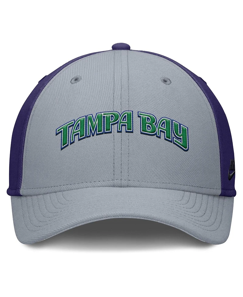 Nike Men's Gray/Purple Tampa Bay Rays Rise Swoosh Performance Flex Hat